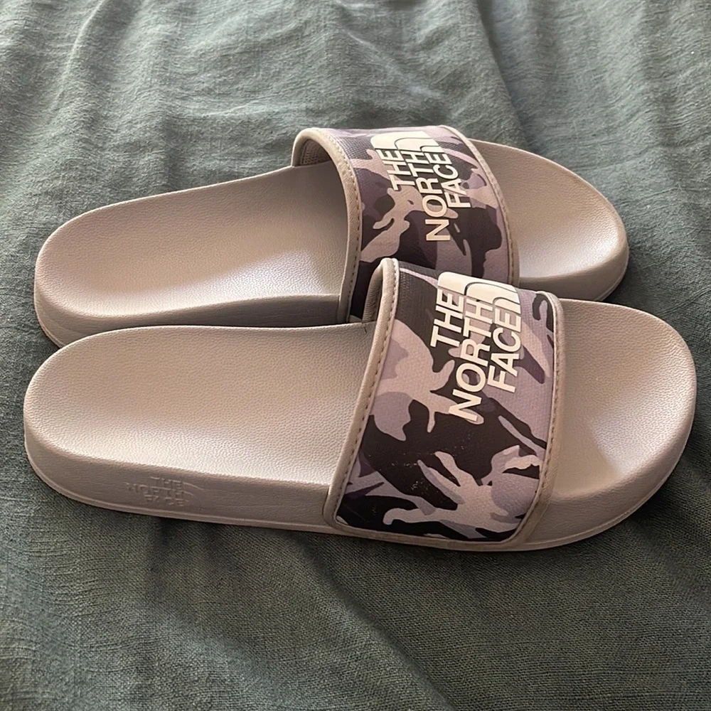 North Face Gray Camo Slides